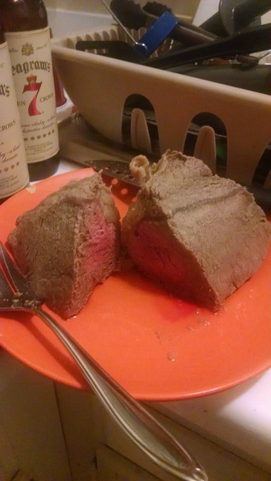 A view inside the cooked roast. Medium-rare!